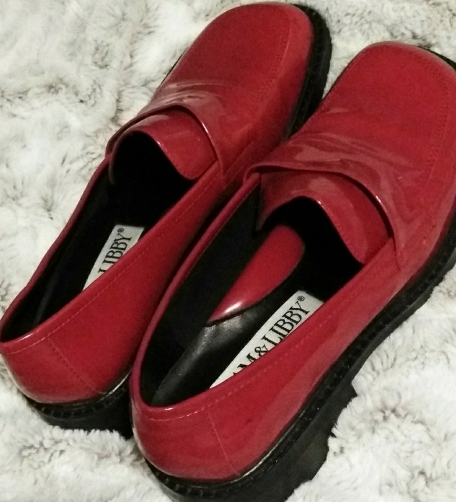 Sam & Libby Patent Leather Red Steffi Loafers New